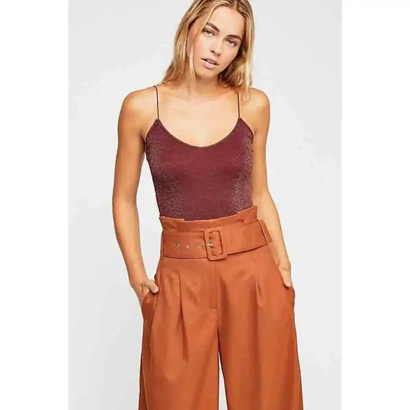 NWOT Free People Intimately Skinny Strap Seamless Brami Cami Top Burgundy XS/S - Picture 1 of 9